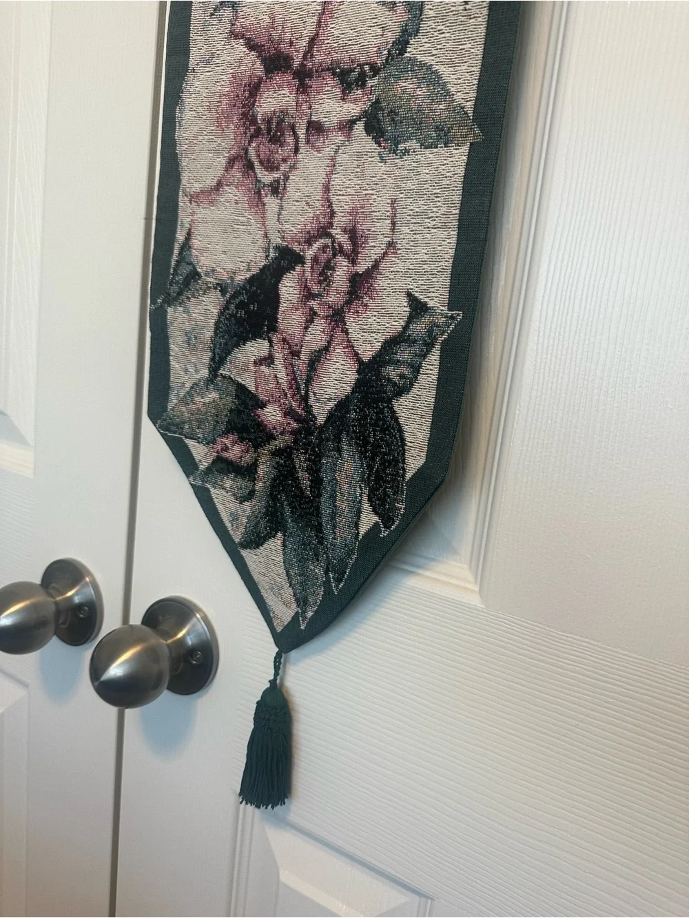 Floral Tapestry Wall Hanging in Green and Pink